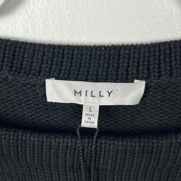 Milly New Women’s Large Black Cropped Italian Pullover Sweater - Picture 3 of 10